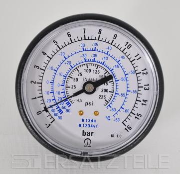 Manometer Vakuum 16 Bar ND Manometeranzeige 80 mm (Kunststoff) 1/4 Zoll Anschluss