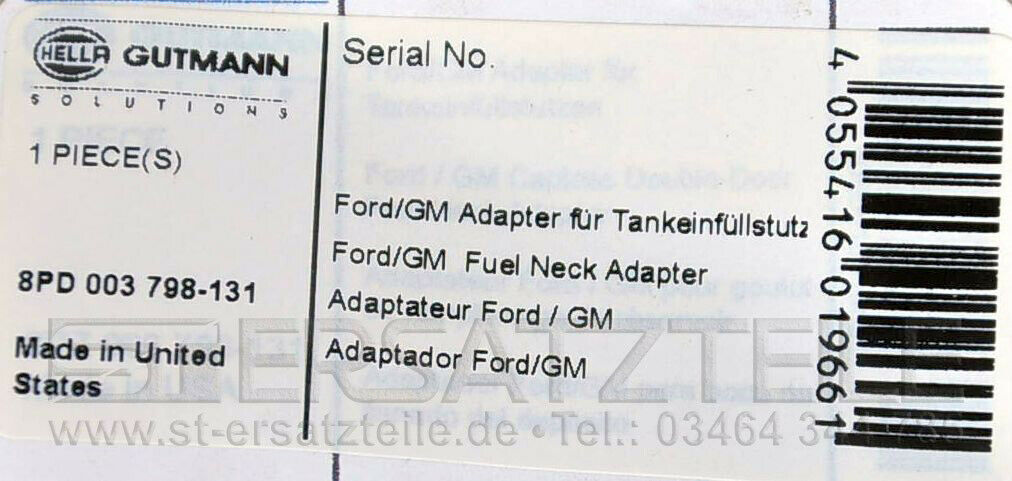 Adapter f. Ford-/GM-Doppeltür-Kraftstoff-Einfüllstutzen - Husky