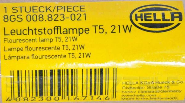 HELLA Leuchtstofflampe T5, 21 W 8GS 008 823-021